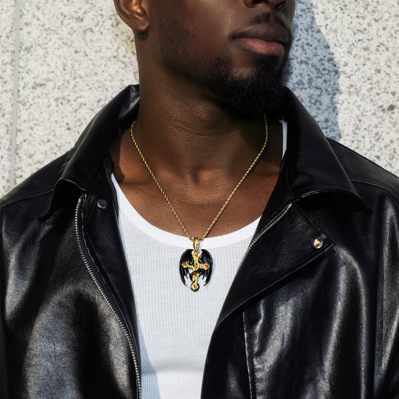 Flying Dragon & Skull Cross Pendant Bold Statement Style With Street Luxury - Image 6