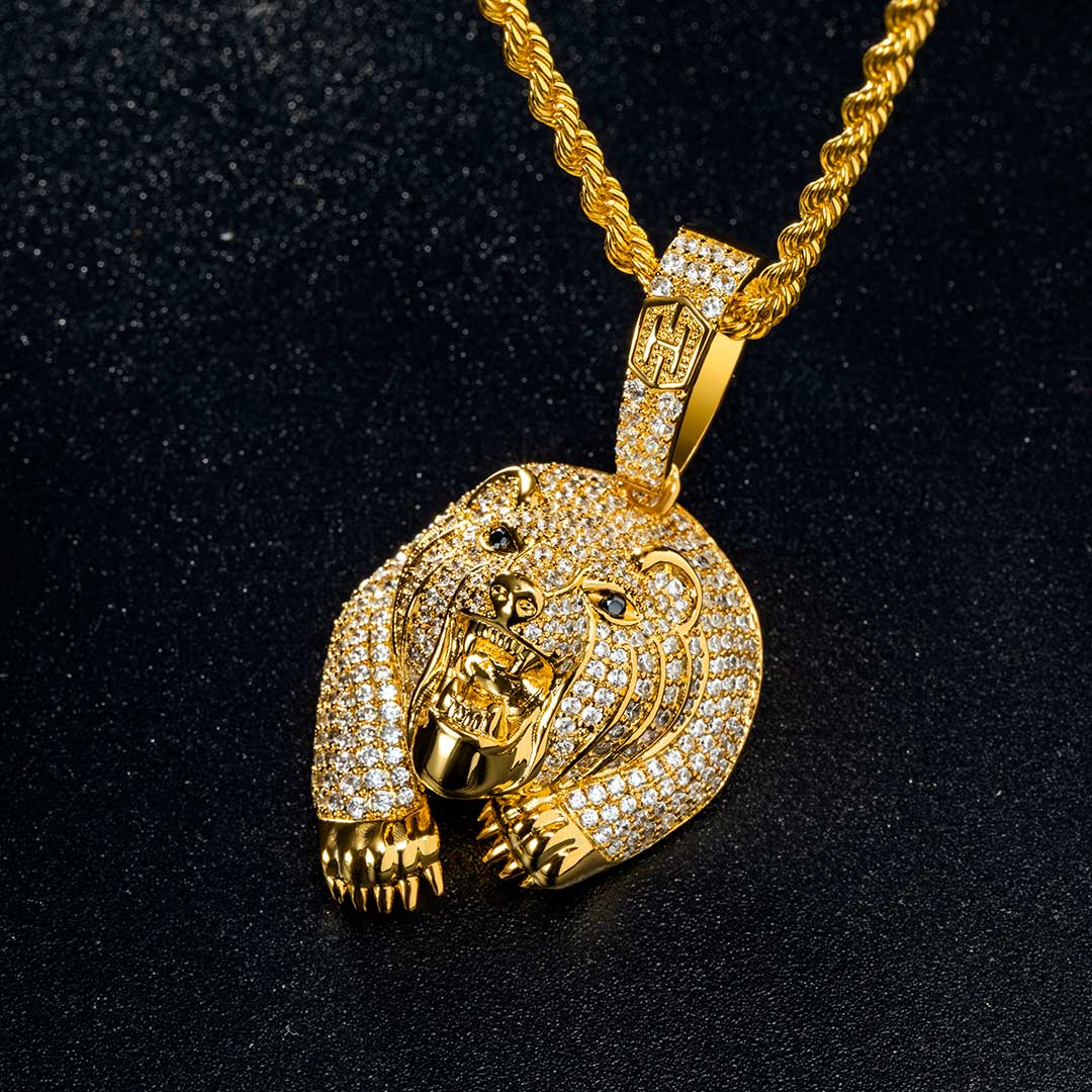 The Walking Bear Pendant In Gold Gold With Bold Statement Appeal - Image 4