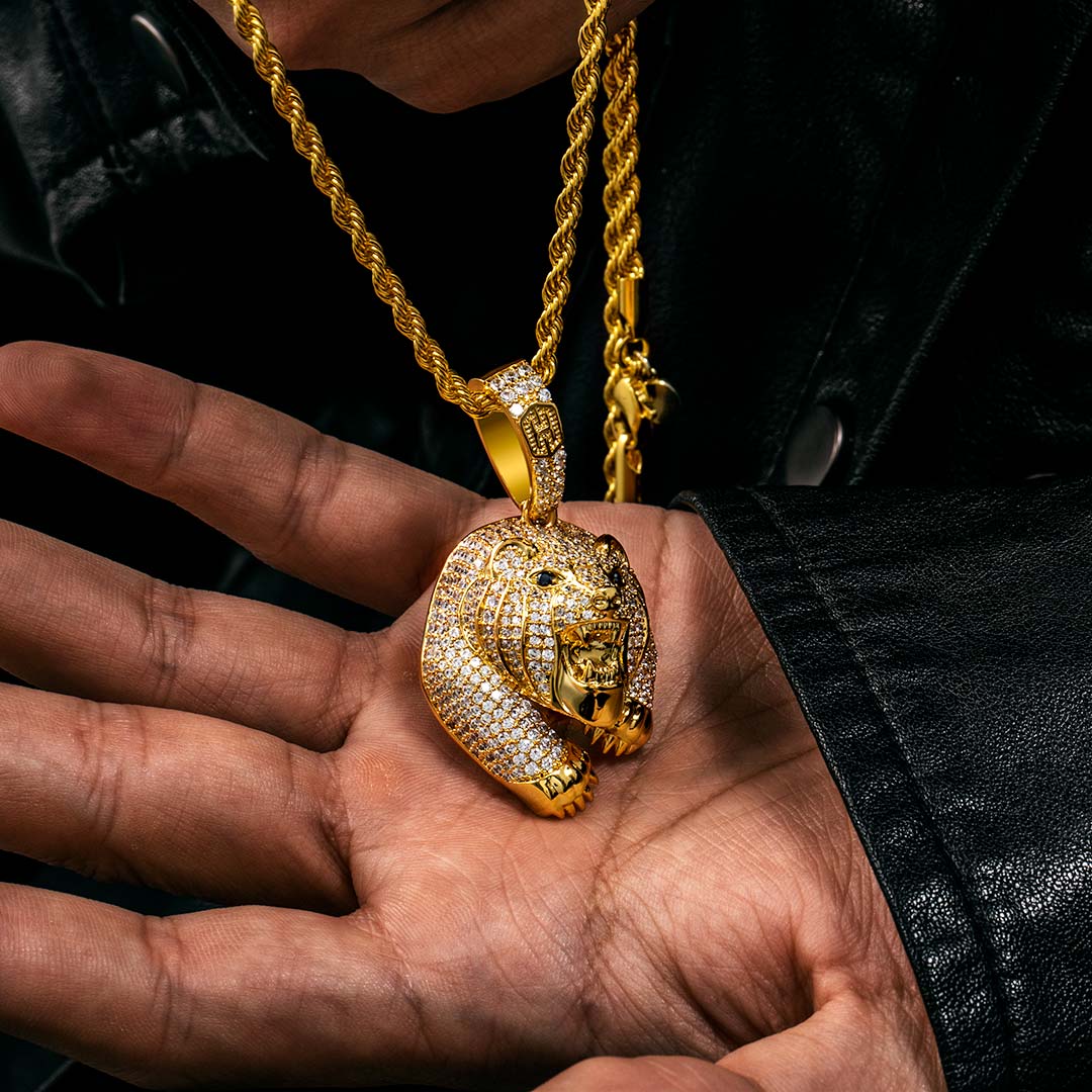 The Walking Bear Pendant In Gold Gold With Bold Statement Appeal - Image 5