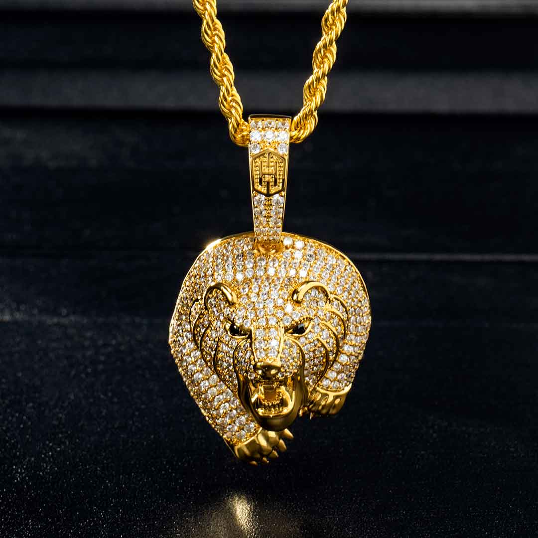 The Walking Bear Pendant In Gold Gold With Bold Statement Appeal