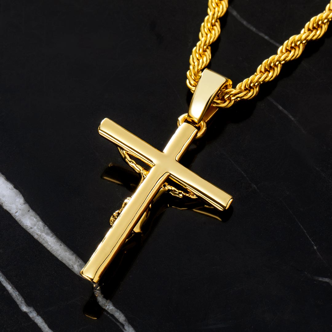 Crucifix Cross Pendant In Gold Gold With Bold Statement Appeal - Image 3