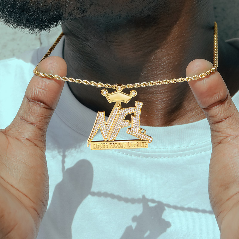 Iced Out Crown nfl Never Forget Loyalty Pendant With Street Luxury Shine - Image 3