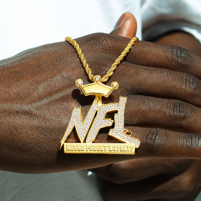 Iced Out Crown nfl Never Forget Loyalty Pendant With Street Luxury Shine - Image 4