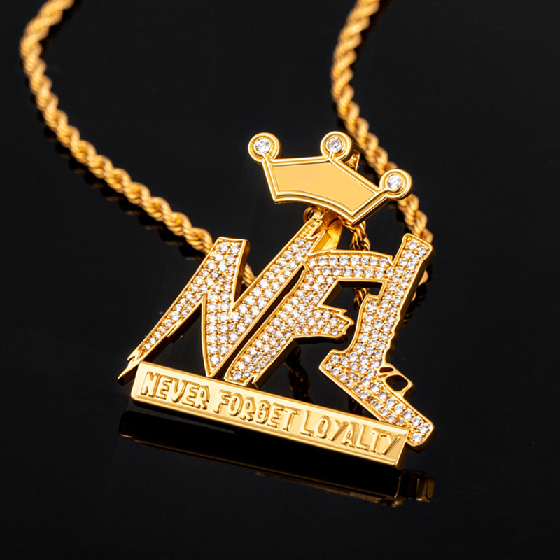 Iced Out Crown nfl Never Forget Loyalty Pendant With Street Luxury Shine - Image 5
