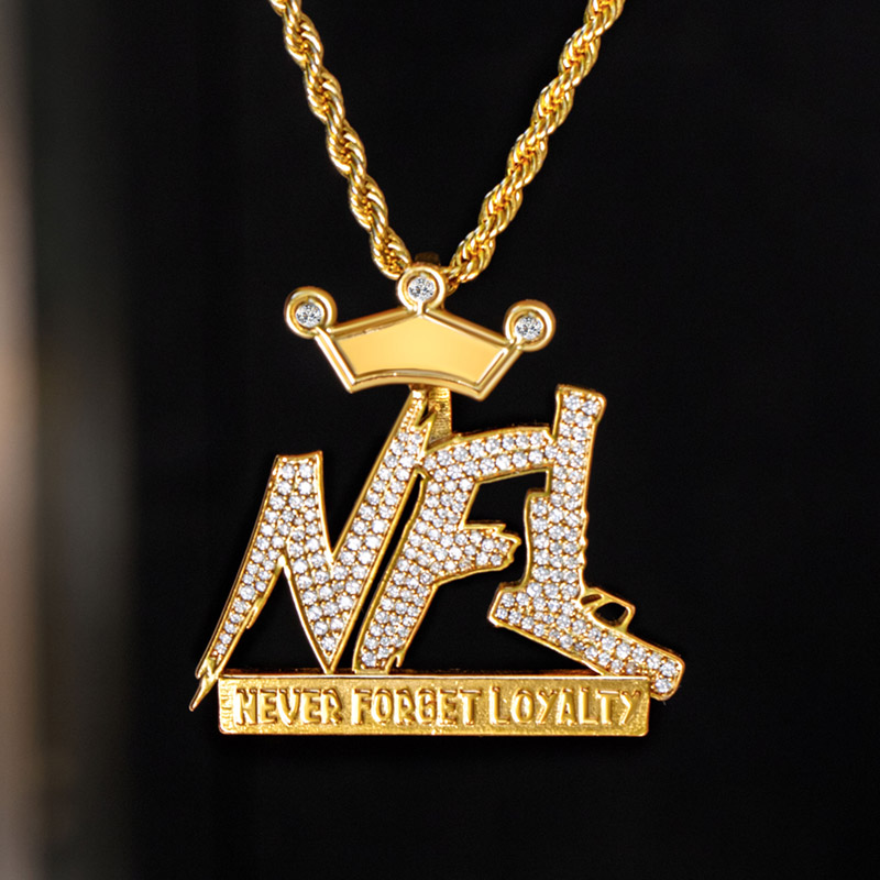 Iced Out Crown nfl Never Forget Loyalty Pendant With Street Luxury Shine