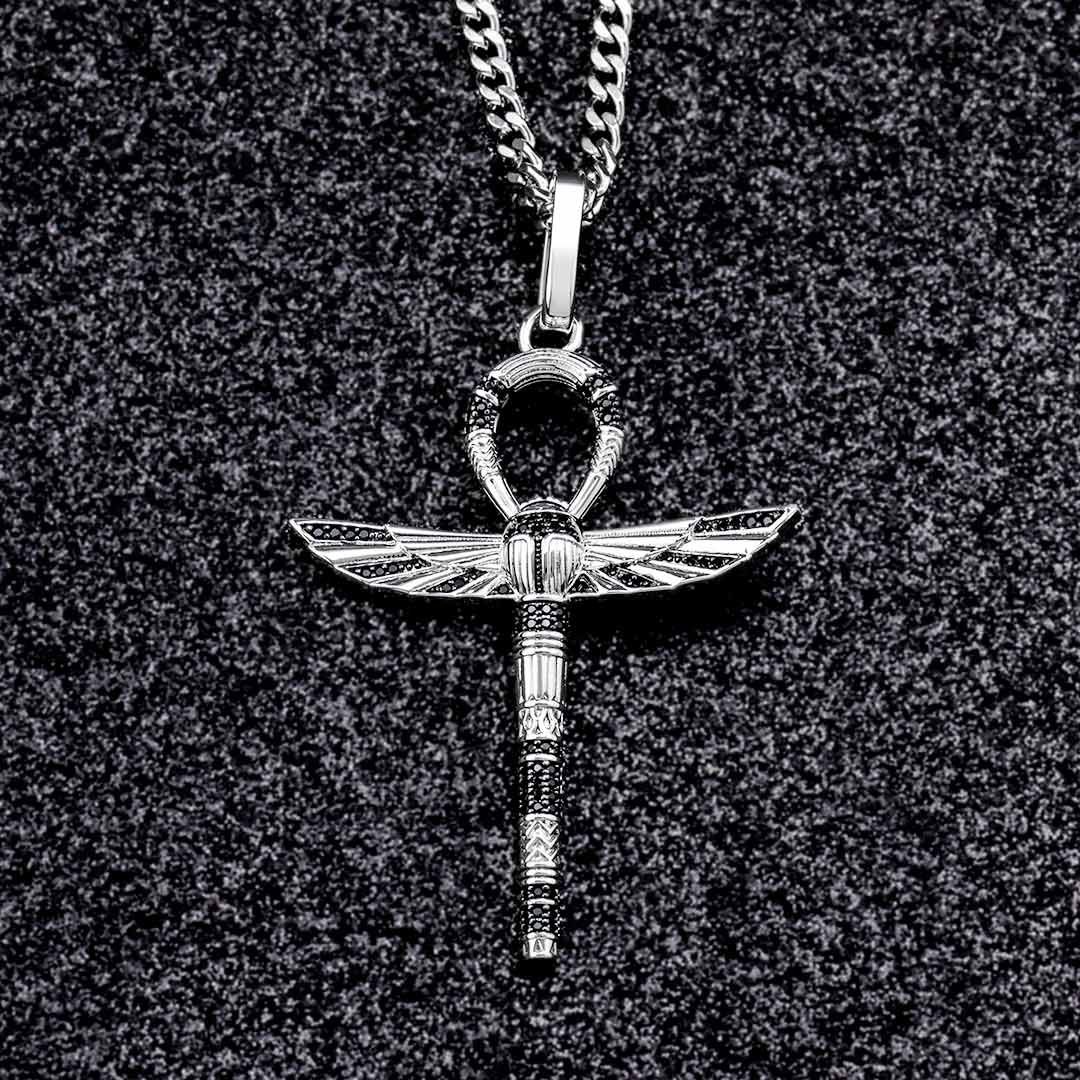 Iced Out Ankh Wings Pendant Gold With Street Luxury Shine - Image 3