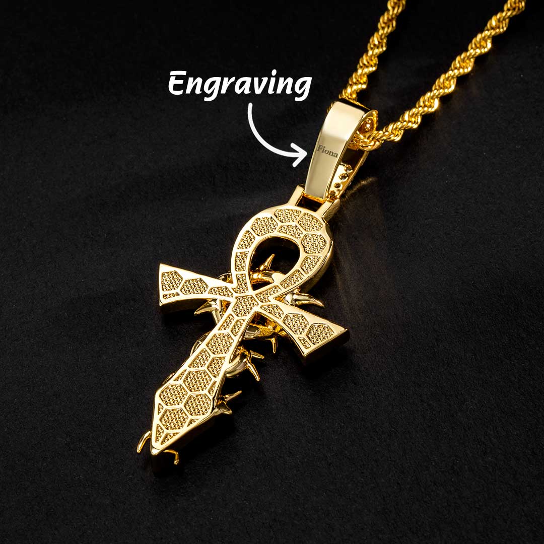 Iced Out Thorns Cross Pendant In Gold Gold Shine With Street Luxury - Image 3