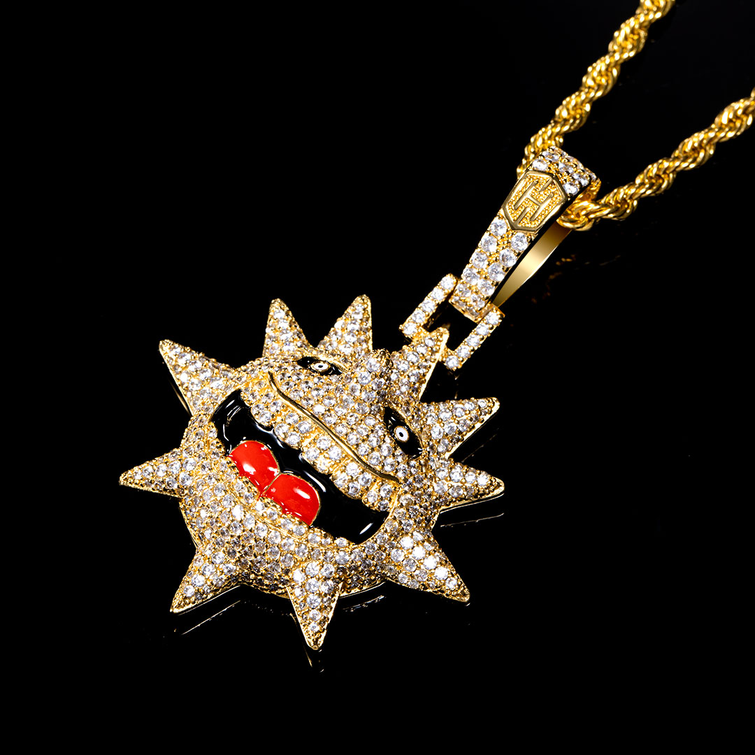 Iced Out Sun Face Pendant Gold With Street Luxury Shine - Image 5