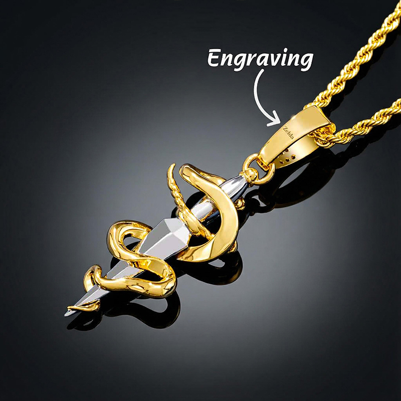 Iced Out Dagger And Snake Pendant Gold With Street Luxury Shine - Image 4