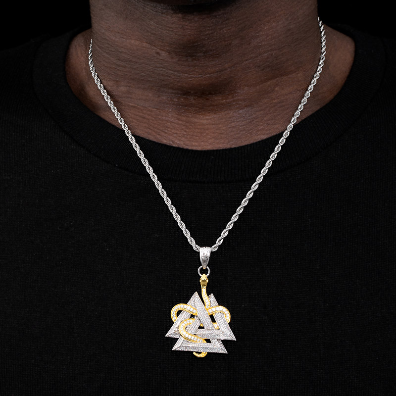 Iced Out Valknut And Snake Pendant Gold With Street Luxury Shine - Image 3