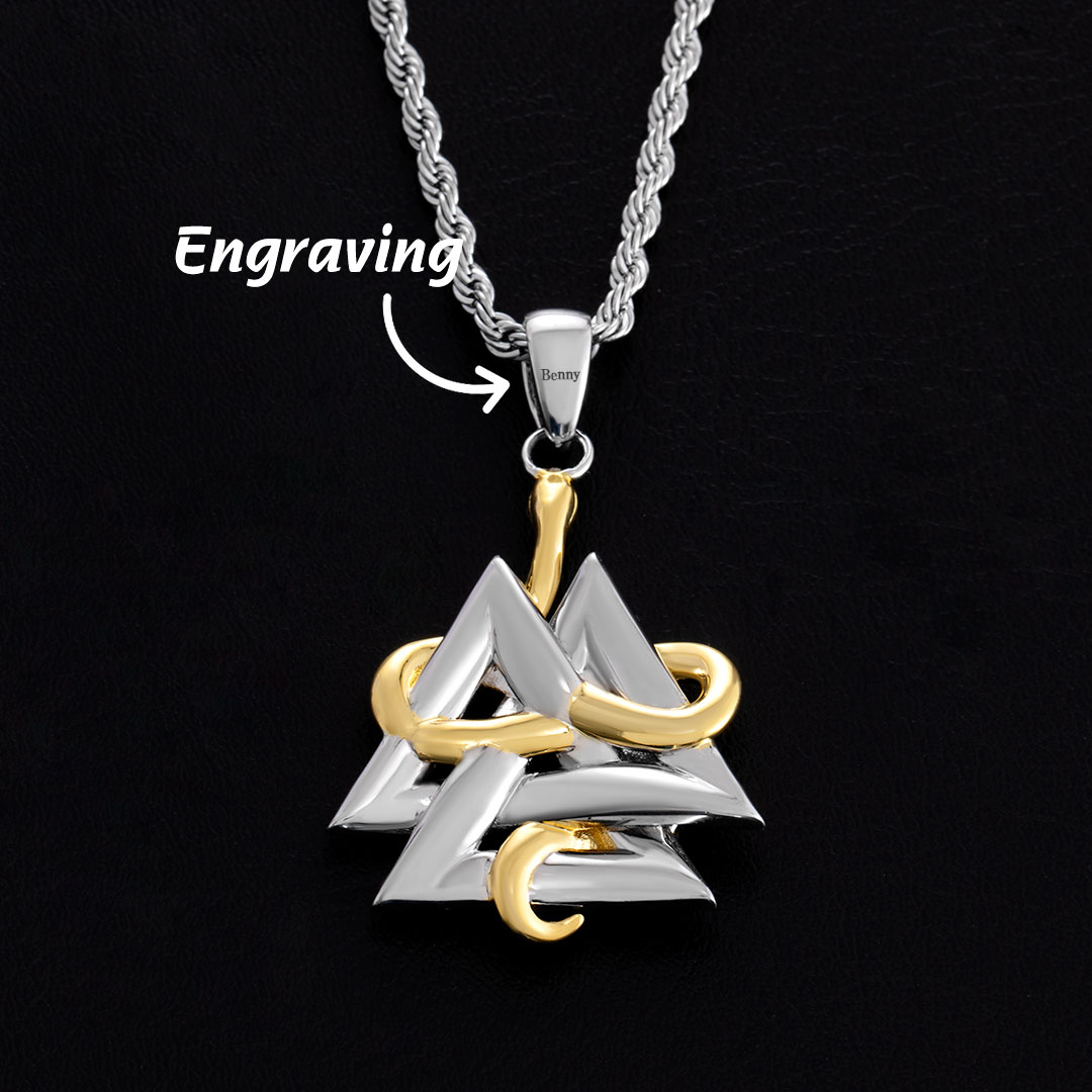 Iced Out Valknut And Snake Pendant Gold With Street Luxury Shine - Image 4