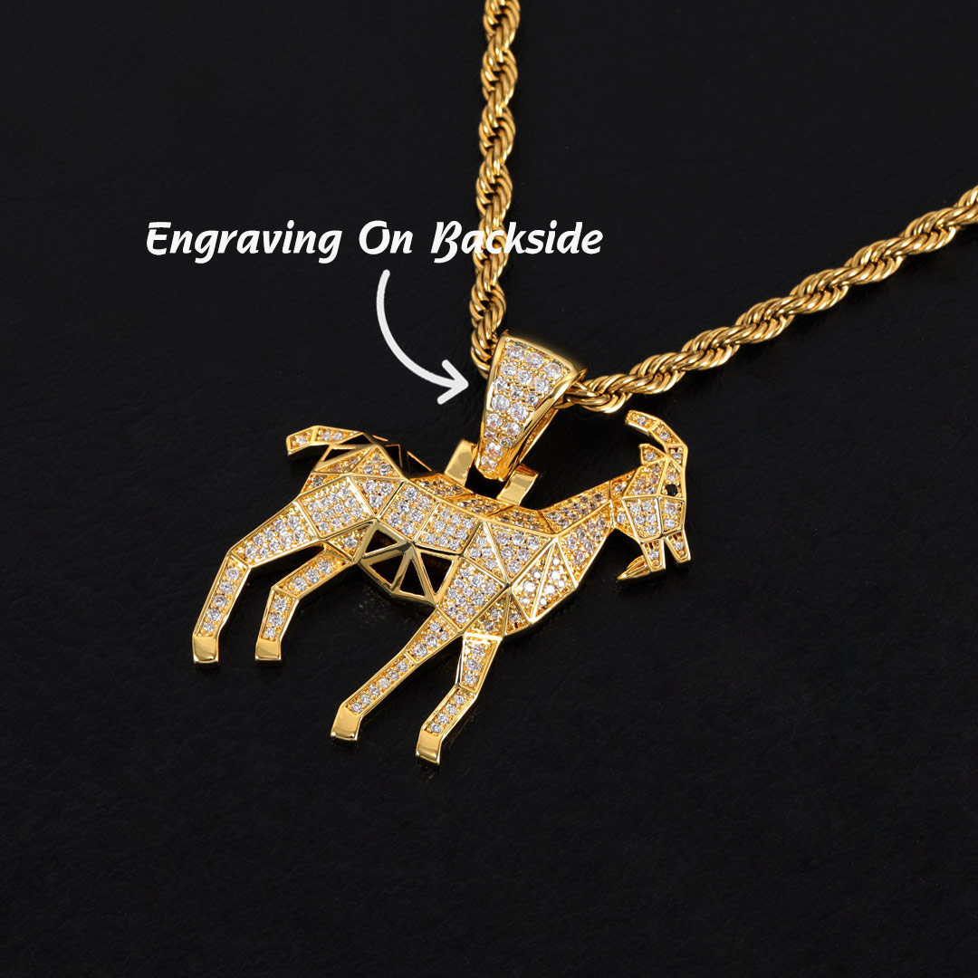 Iced Out 3d Goat Pendant In Gold With Clean Street Luxury Style - Image 3