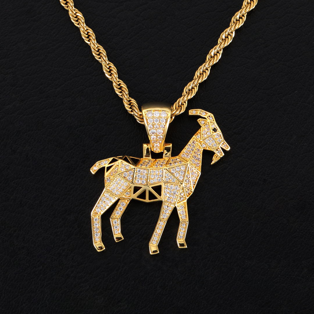 Iced Out 3d Goat Pendant In Gold With Clean Street Luxury Style