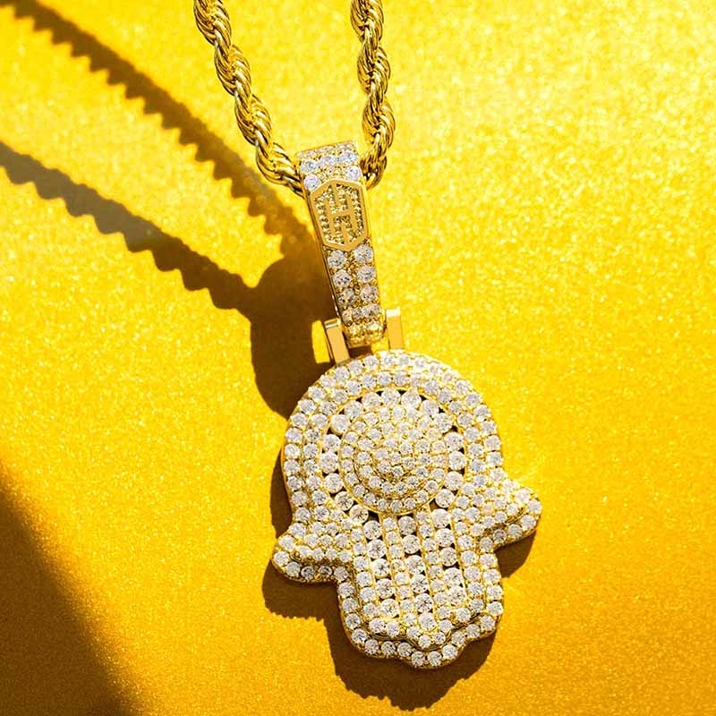 Iced Out Hamsa Hand Pendant Gold With Street Luxury Shine - Image 4