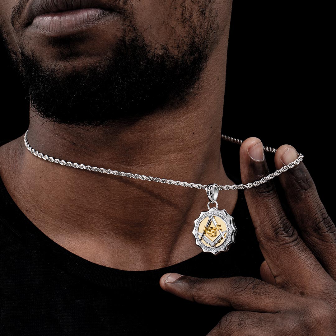 Iced Out Two-tone Masonic Pendant Moissanite With Street Luxury Shine - Image 3