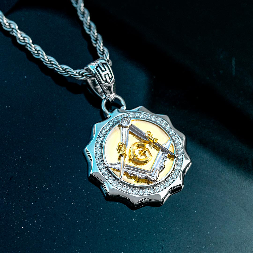 Iced Out Two-tone Masonic Pendant Moissanite With Street Luxury Shine - Image 4