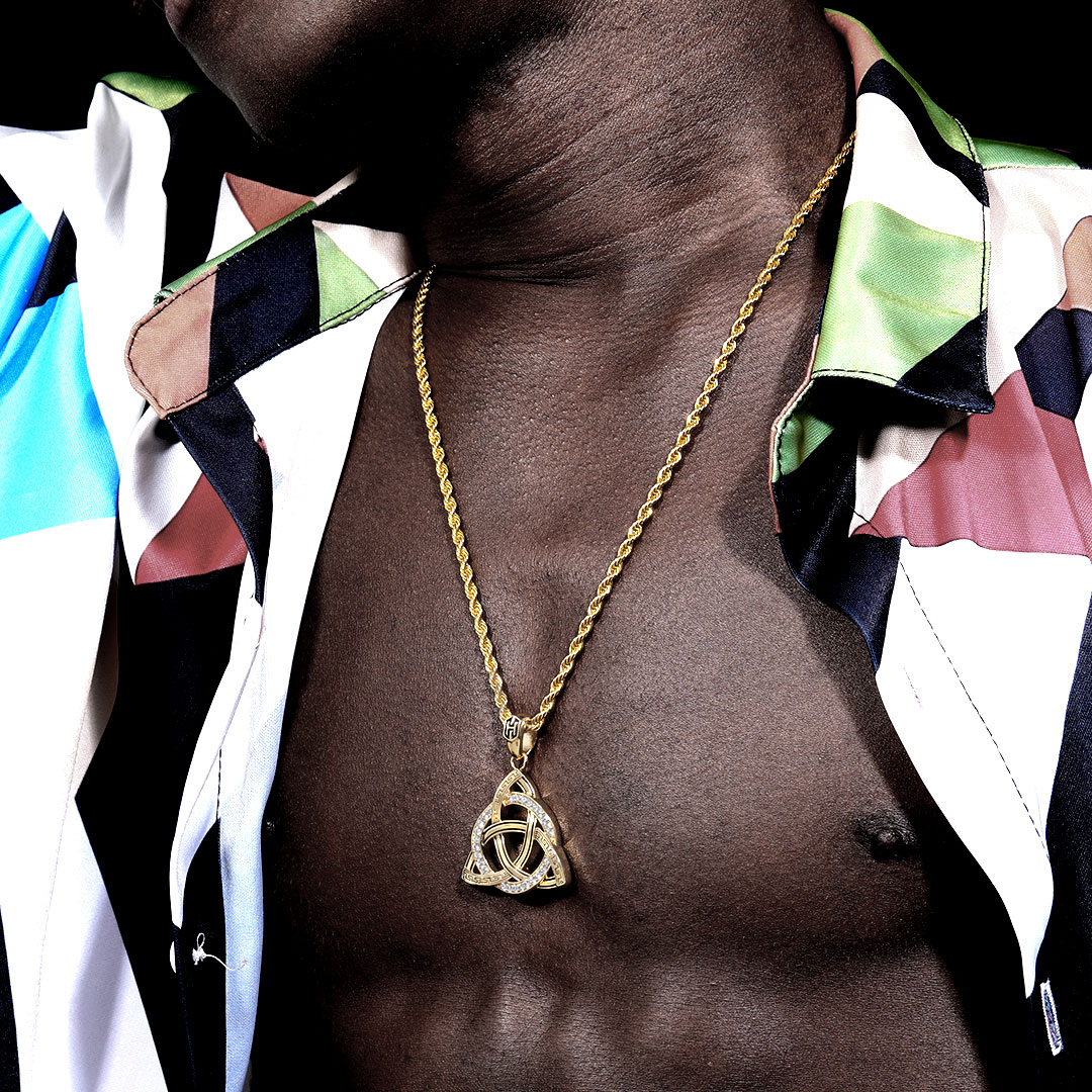Iced Out Celtic Knot Pendant In Gold Gold Shine With Street Luxury - Image 3