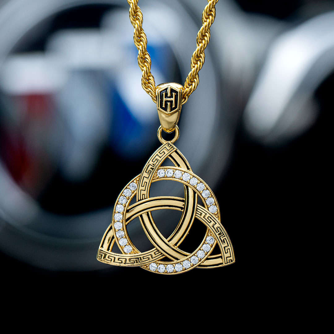 Iced Out Celtic Knot Pendant In Gold Gold Shine With Street Luxury - Image 4