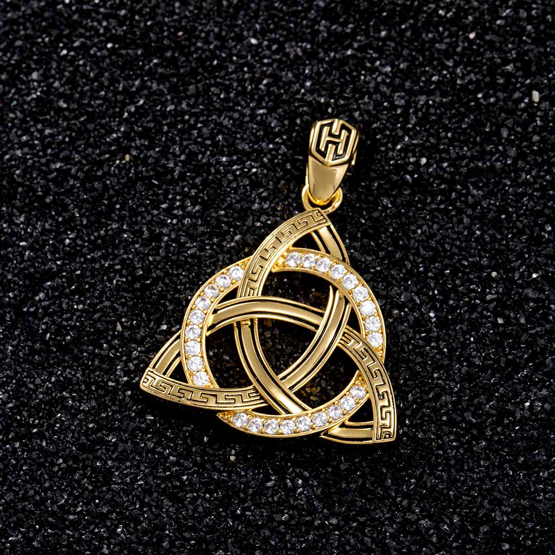 Iced Out Celtic Knot Pendant In Gold Gold Shine With Street Luxury - Image 5