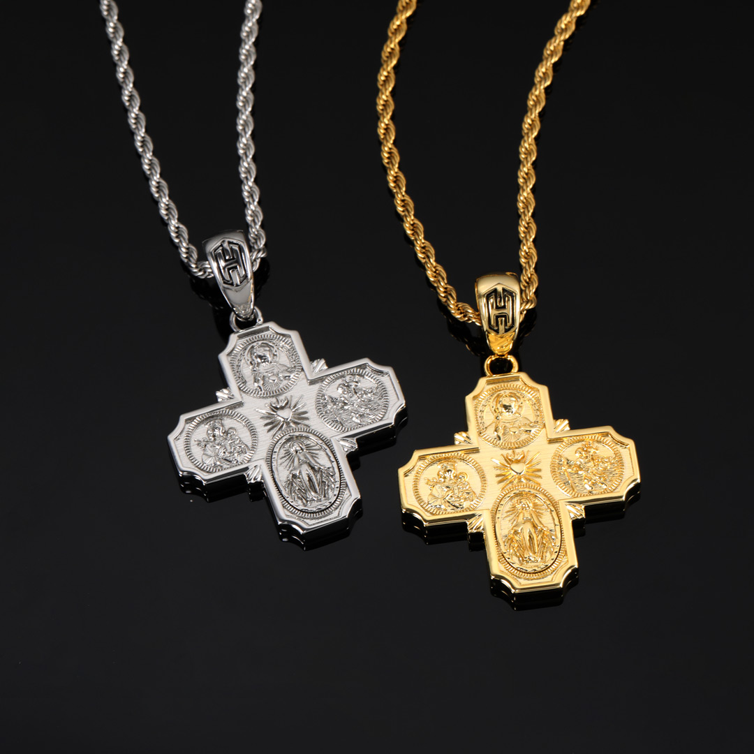 Four Way Medals Cross Pendant Bold Statement Style With Street Luxury