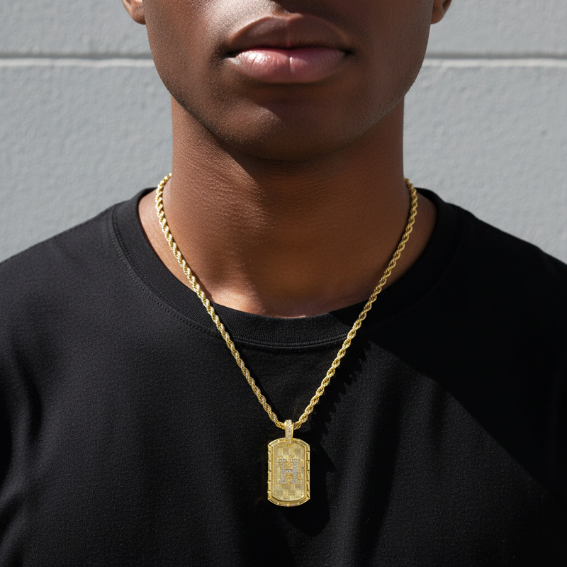 Iced Out A-z Initial Letter Pendant In Gold With Street Luxury Shine - Image 3