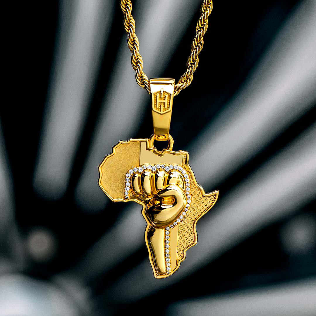 Fist Power In Pan African Pendant Moissanite With Street Luxury Shine
