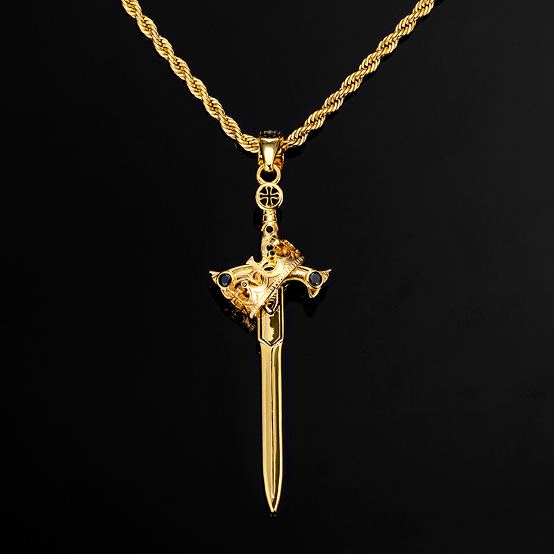 Iced Out Crown Sword Pendant Silver Premium Look Without Heavy Price - Image 4