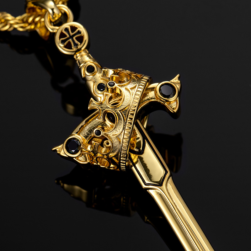 Iced Out Crown Sword Pendant Silver Premium Look Without Heavy Price - Image 5