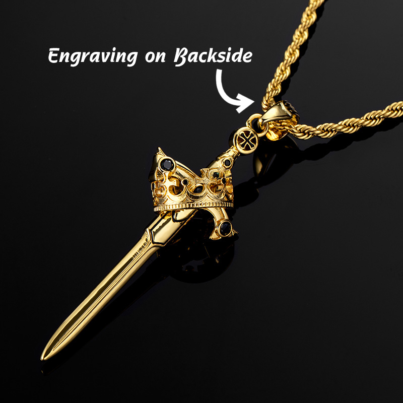 Iced Out Crown Sword Pendant Silver Premium Look Without Heavy Price - Image 6