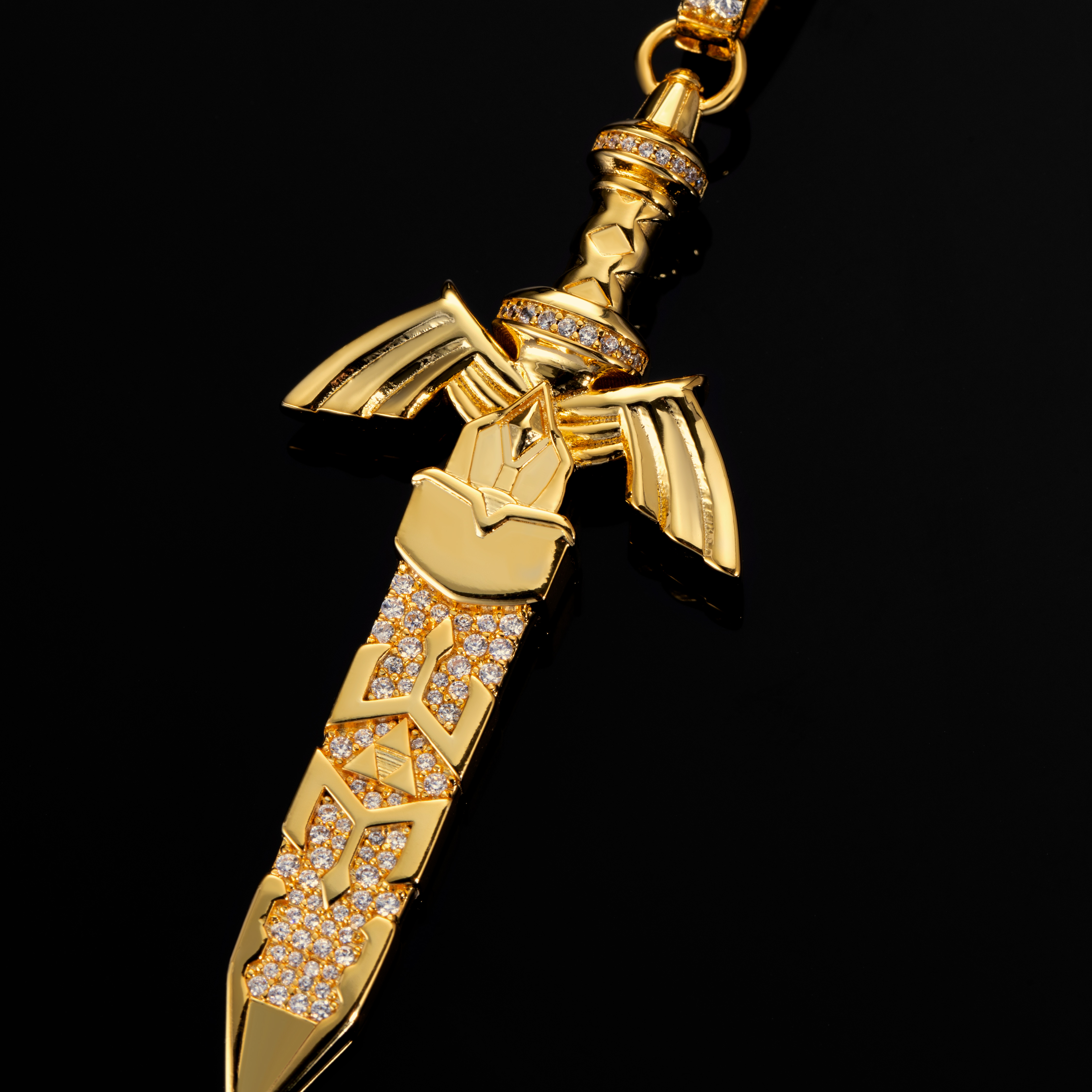 Iced Out Sword Of Evil Pendant Gold With Street Luxury Shine
