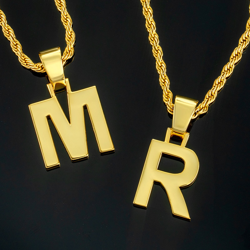 26 Block Letter Pendant In Gold Gold With Bold Statement Appeal - Image 3