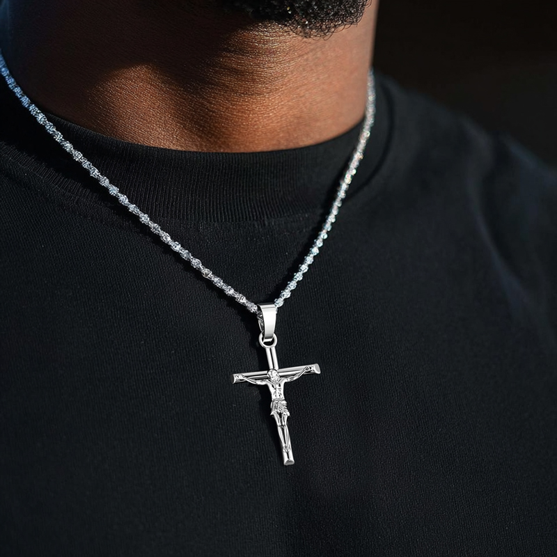 Crucifix Cross Pendant In White Gold Gold Shine With Street Luxury - Image 3