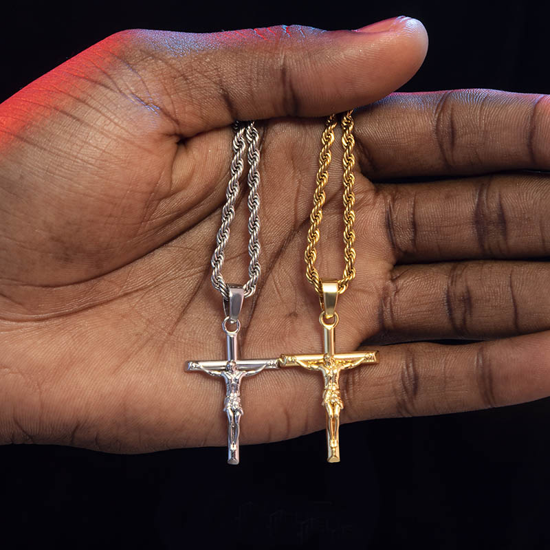 Crucifix Cross Pendant In White Gold Gold Shine With Street Luxury - Image 5