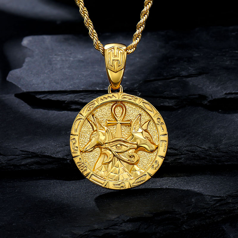 Ancient Egyptian Anubis Ankh Pendant Silver With Street Luxury Shine