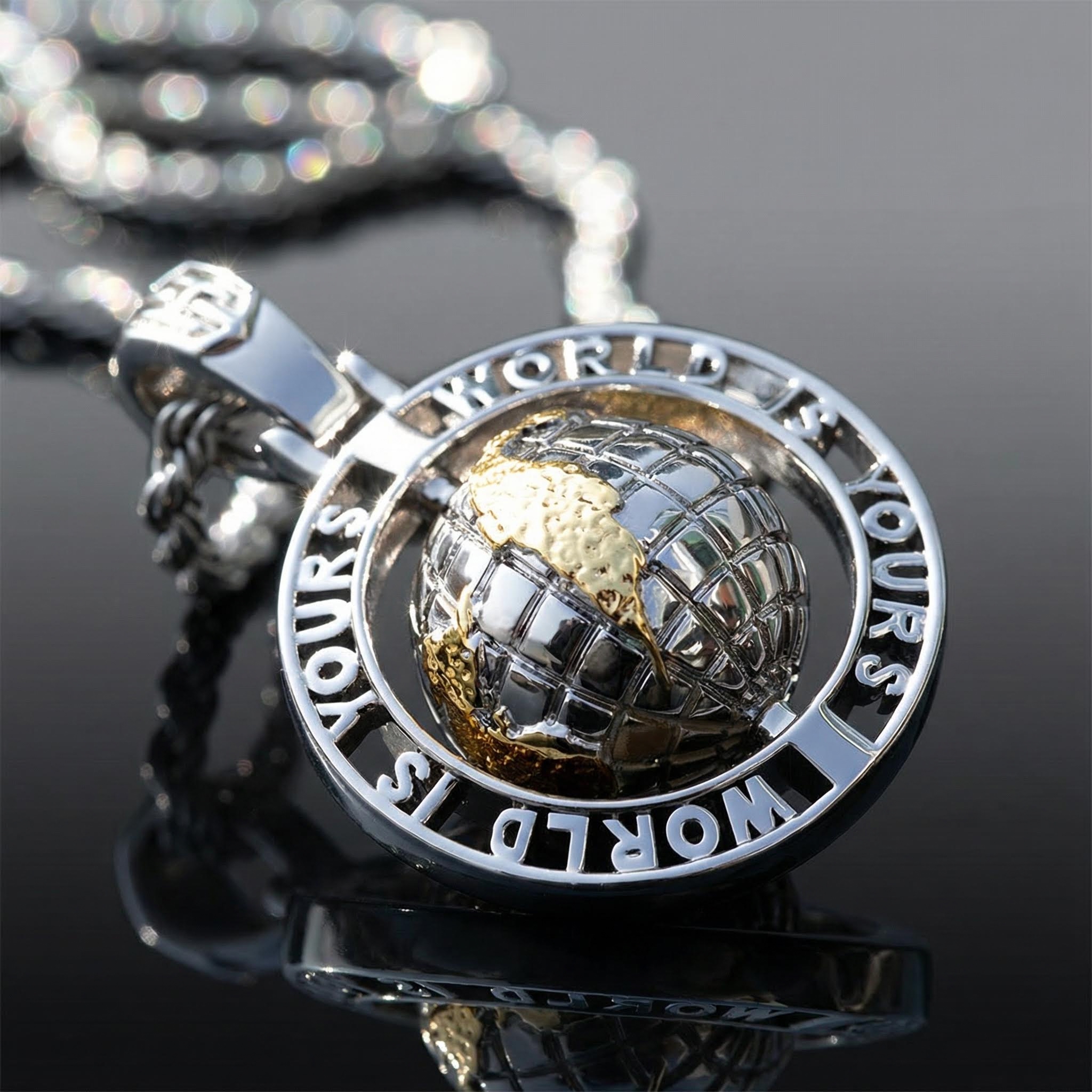 Rotating world Is Yours Globe Pendant Gold With Street Luxury Shine - Image 4