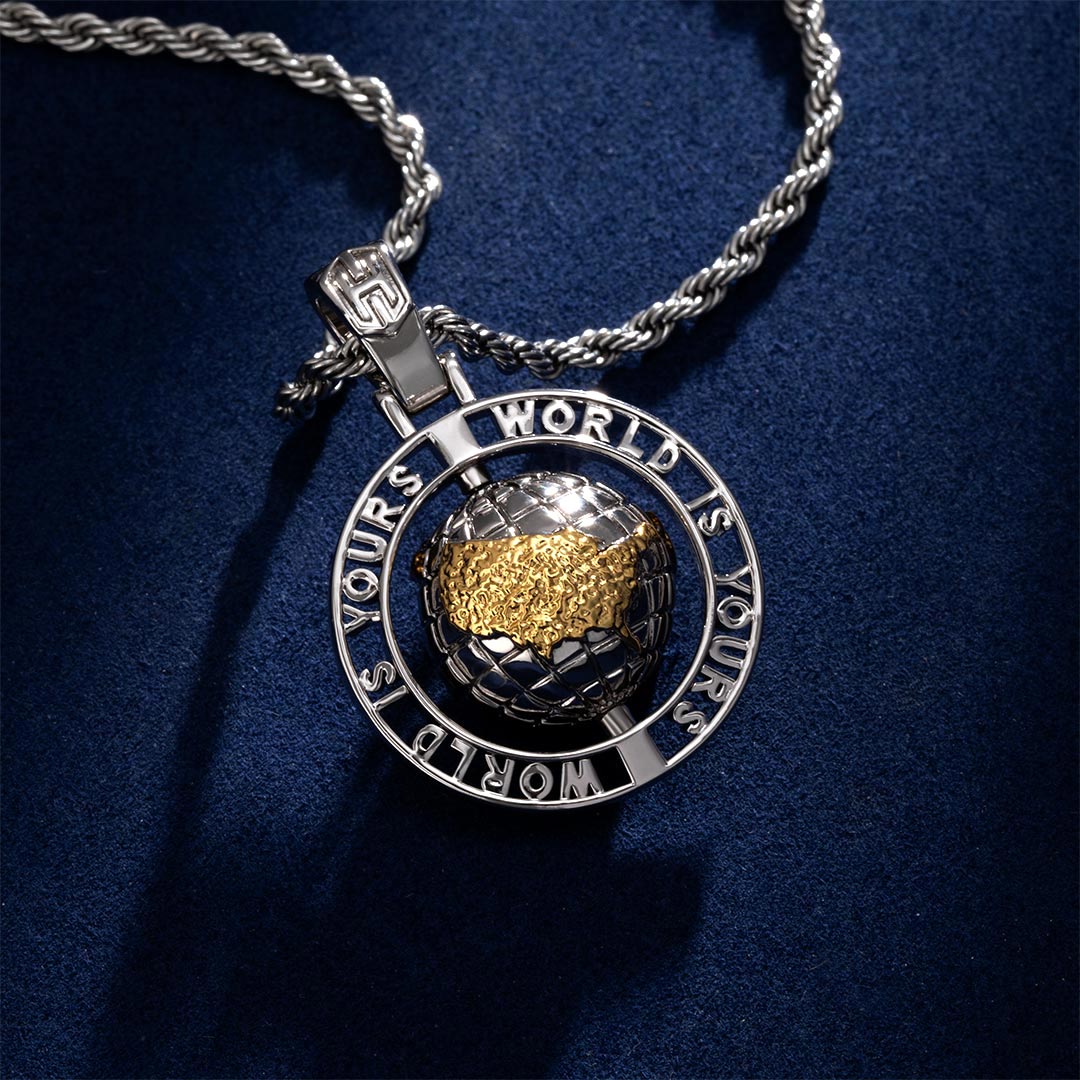 Rotating world Is Yours Globe Pendant Gold With Street Luxury Shine