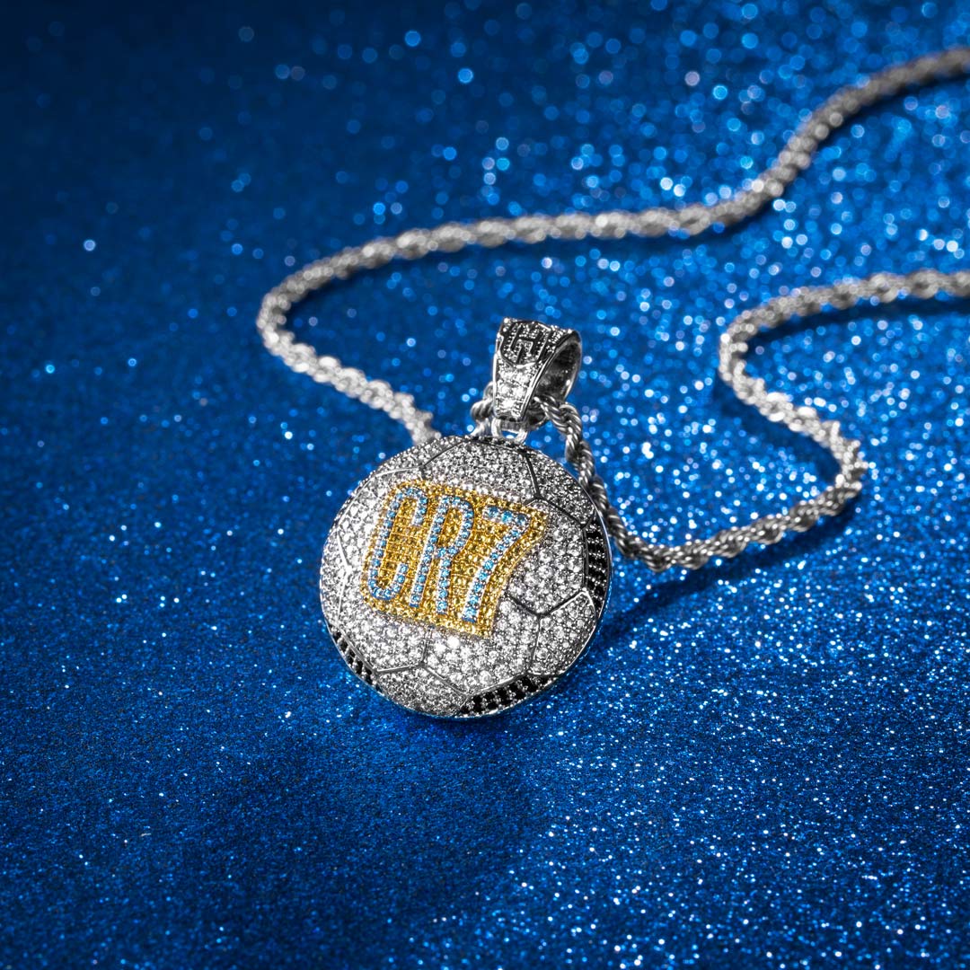 Iced Out cr7 Soccer Pendant Gold With Street Luxury Shine