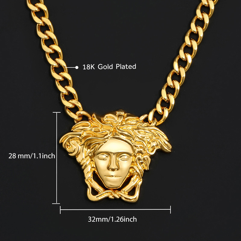 Snake Hair Banshee Cuban Necklace Pendant With Street Luxury Shine - Image 3