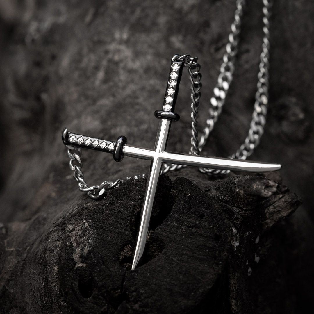 Crossed Katana Sword Necklace Bold Statement Style With Street Luxury