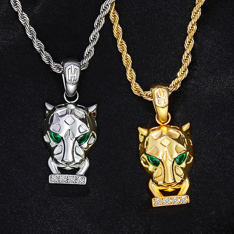 Iced Out Emerald Panther Head Pendant Gold With Street Luxury Shine