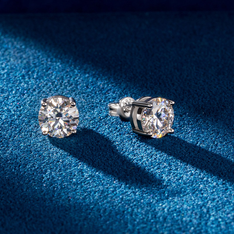 0.5ct/1ct/1.5ct/2ct/3ct/4ct Moissanite Brilliant Round Cut Stud Earrings In - Image 3