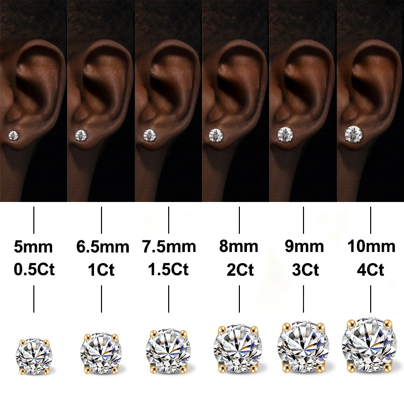 0.5ct/1ct/1.5ct/2ct/3ct/4ct Moissanite Brilliant Round Cut Stud Earrings In - Image 5