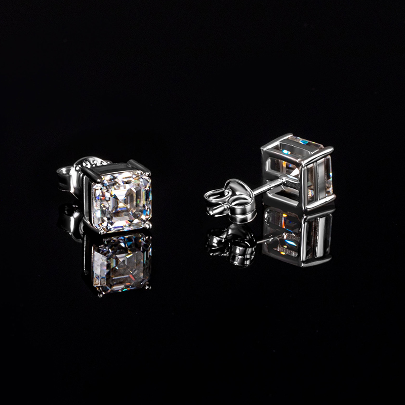Bold 0.5ct/1ct/1.5ct Moissanite Asscher Cut Stud Earrings In S925 Silver - Image 3