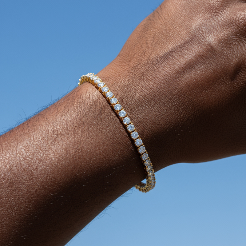 S925 Silver Moissanite 3mm Tennis Bracelet In 18k Gold Plated Iced Out - Image 3