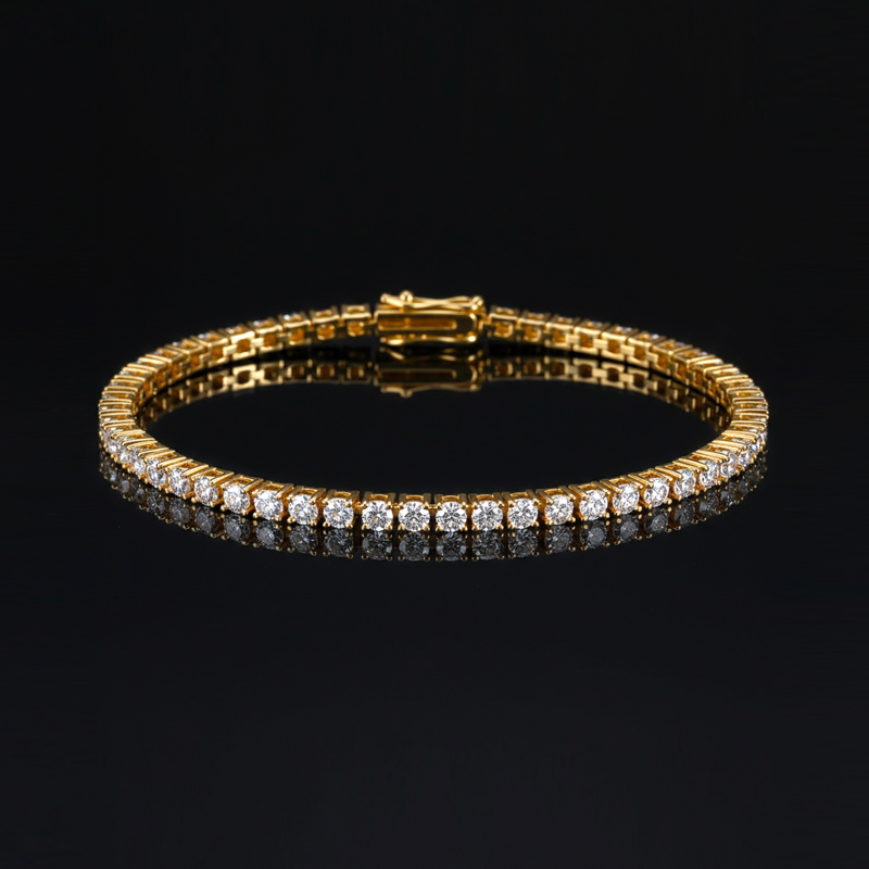 S925 Silver Moissanite 3mm Tennis Bracelet In 18k Gold Plated Iced Out - Image 5