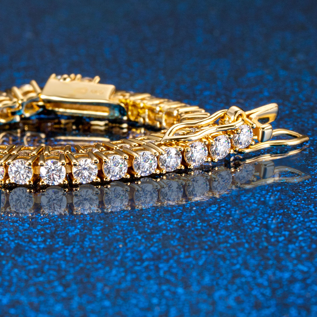 S925 Silver Moissanite 3mm Tennis Bracelet In 18k Gold Plated Iced Out - Image 7