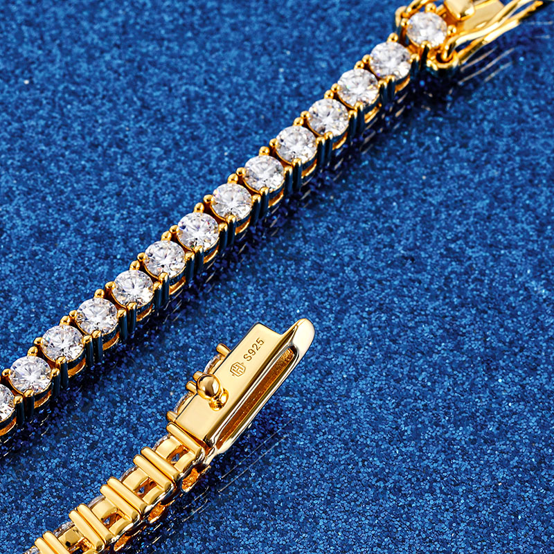 S925 Silver Moissanite 3mm Tennis Bracelet In 18k Gold Plated Iced Out - Image 8