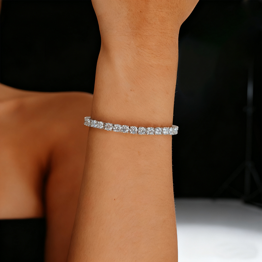 S925 Silver Moissanite 5mm Tennis Bracelet With Street Luxury Shine - Image 7