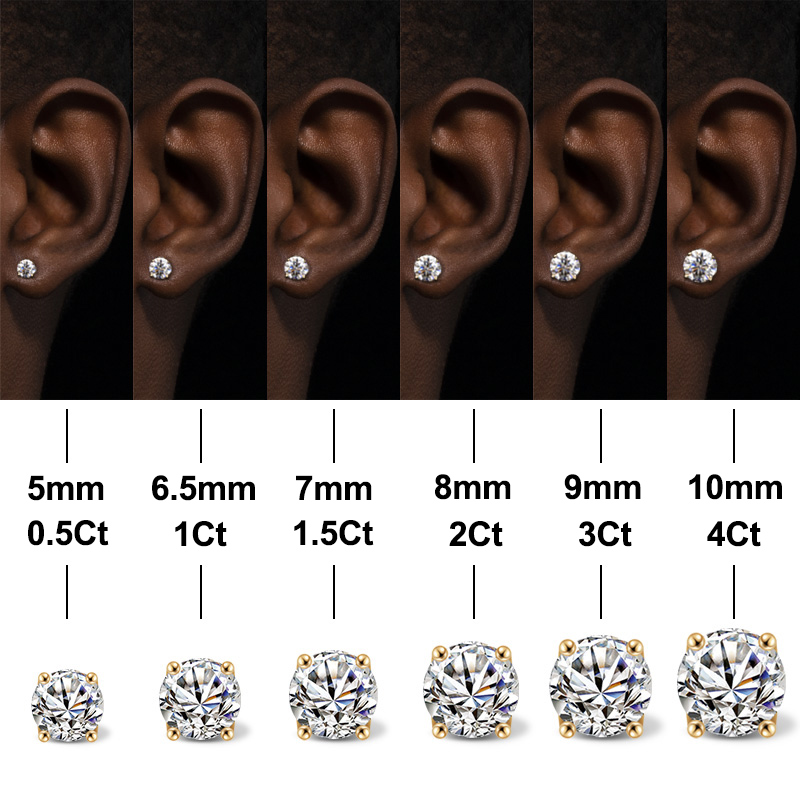 0.5ct/1ct/1.5ct/2ct/3ct/4ct Moissanite Brilliant Round Cut Stud Earrings In - Image 6