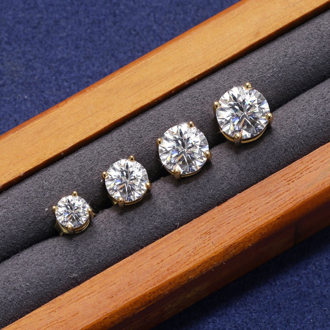 0.5ct/1ct/1.5ct/2ct/3ct/4ct Moissanite Brilliant Round Cut Stud Earrings In - Image 7